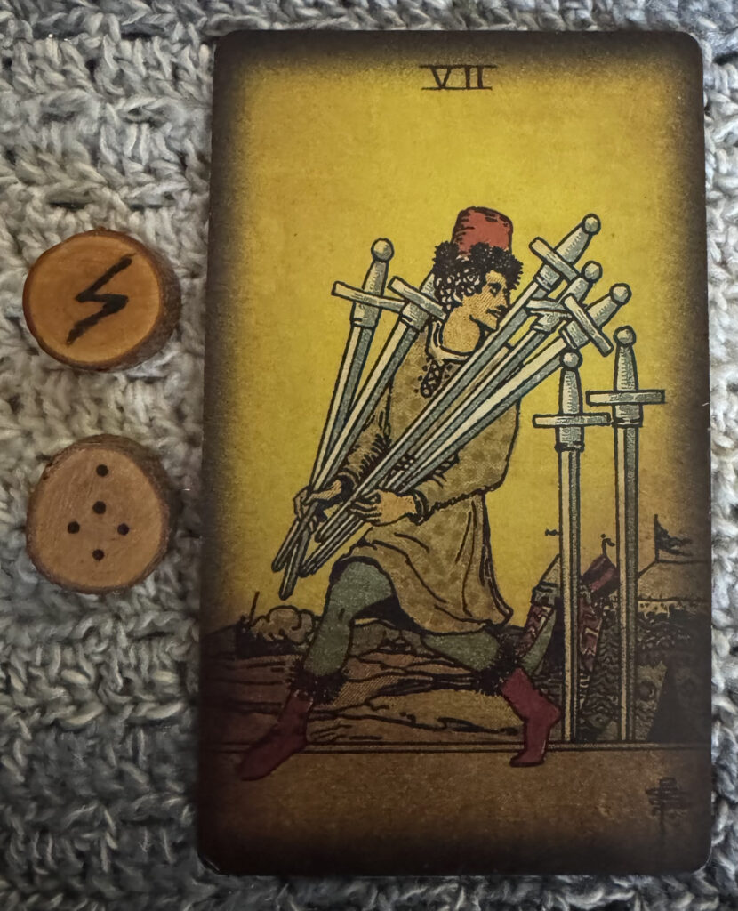 Runes: Sowilo, Puer
Card: 7 of Swords