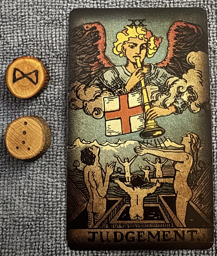 Runes: Dagaz, Cauda Draconis
Card: Judgment